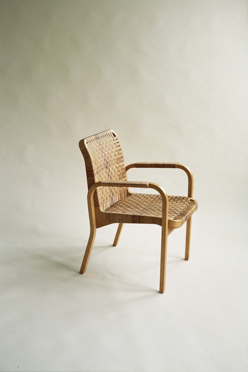 Alvar Aalto chair 45 with caned seat and back