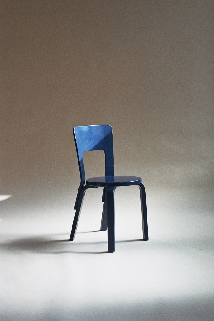 Blue painted chair by Alvar Aalto Finmar