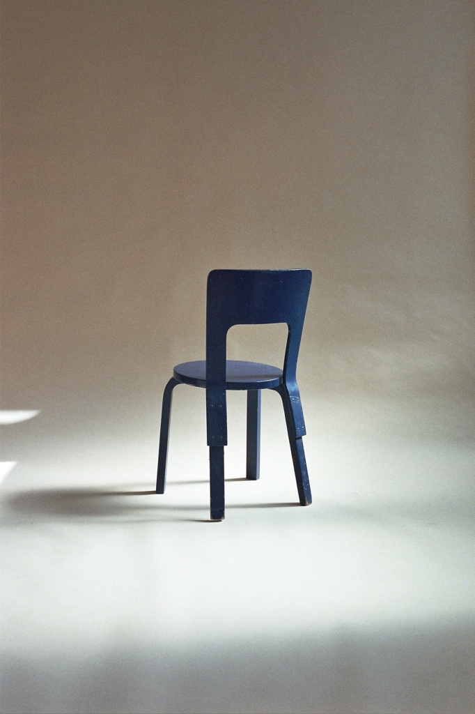 Blue painted chair by Alvar Aalto Finmar