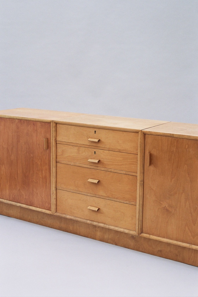 Frits Schlegel building block cupboards for Fritz Hansen in birch plywood