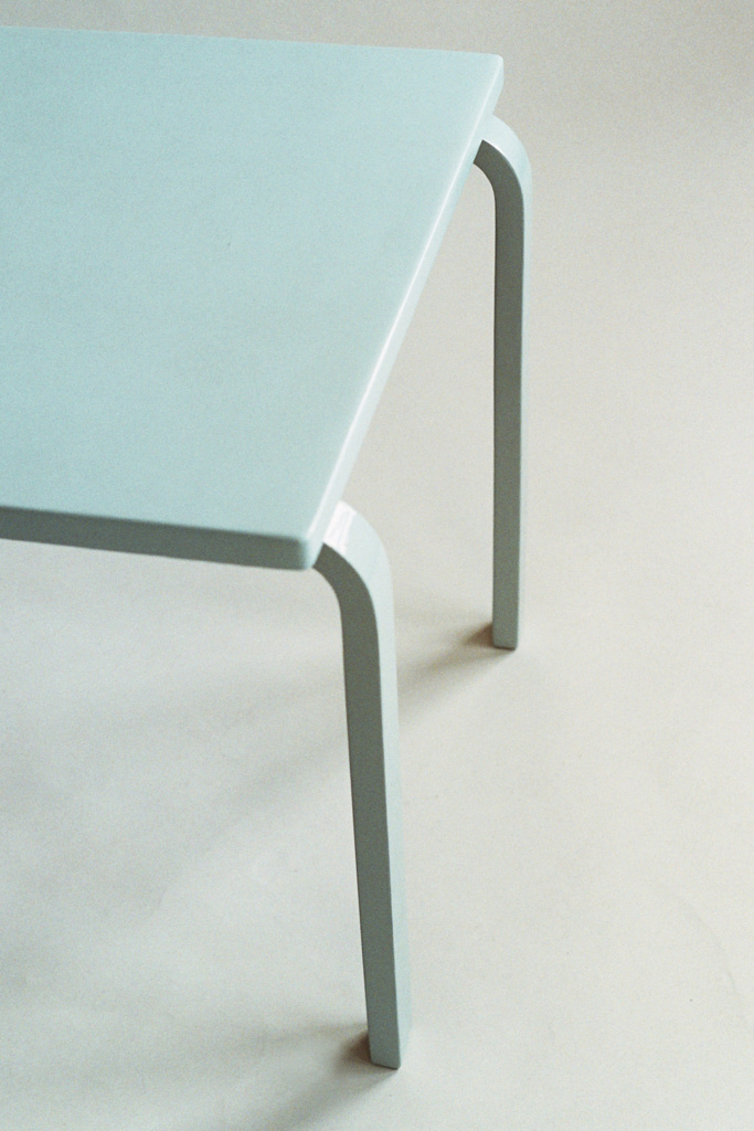 Alvar Aalto side sofa table in blue