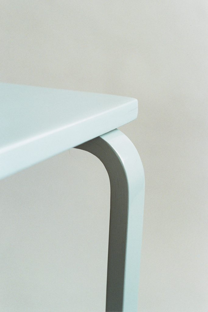 Alvar Aalto side sofa table in blue