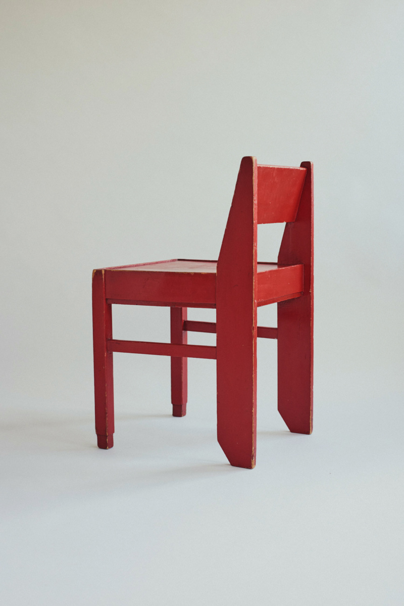 Red painted chairs attributed to Hendrik Wouda for LOV Abel Sloane 1934