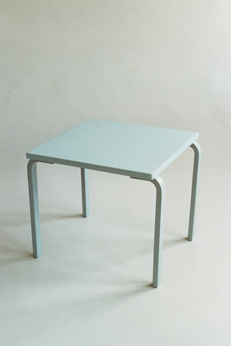 Alvar Aalto side sofa table in blue