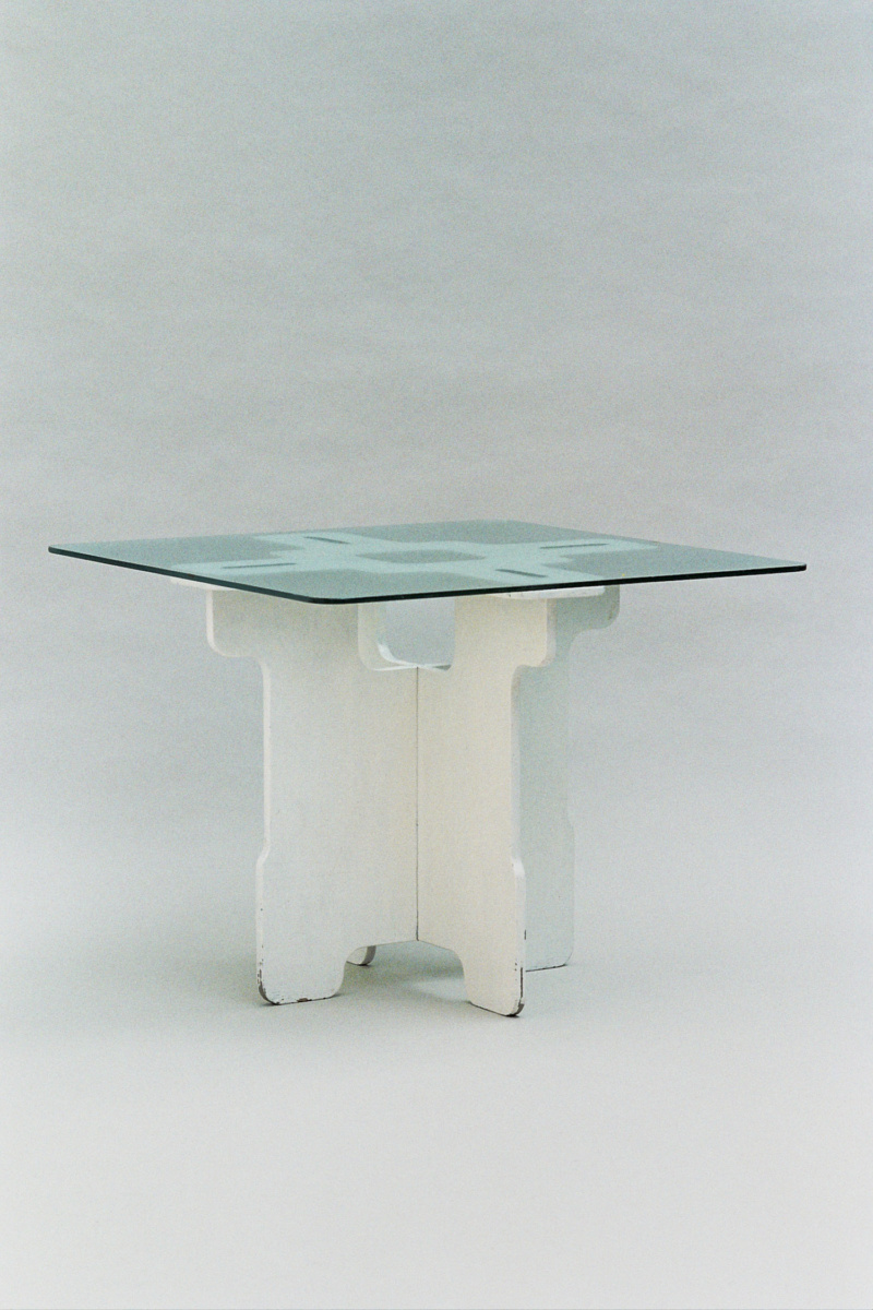 Saturn Table by Max Clendinning for his Maxima Range - glass and plywood